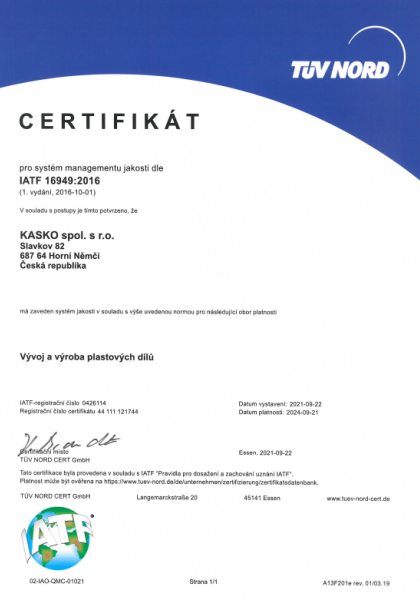 Certifikát pro systém managementu jakosti
