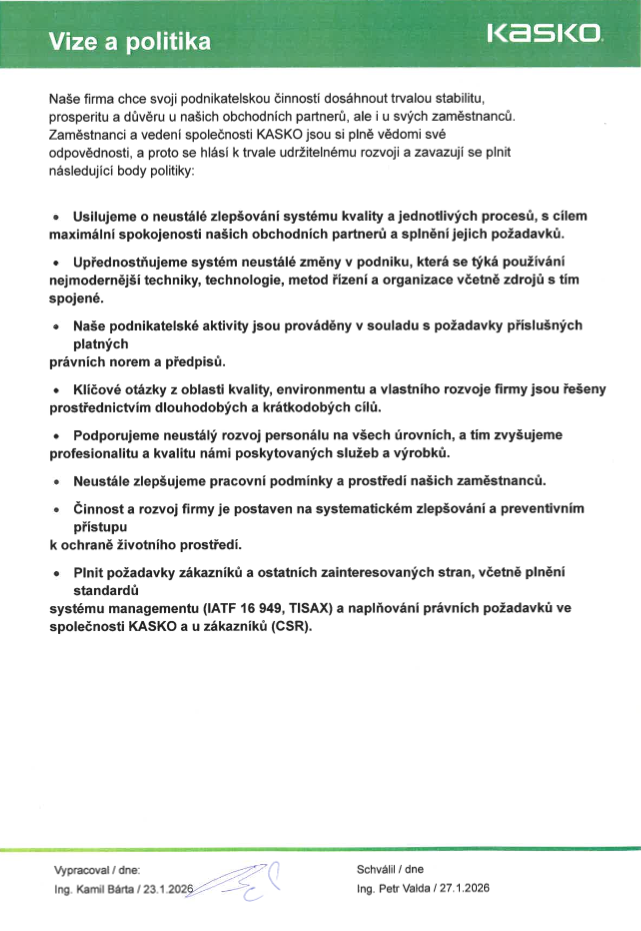 Viza a politika Kasko 2026
